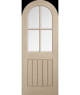 Mexicano Blonde Oak Veneered Pre-Finished Arched Head and 4 Light Glazed Door