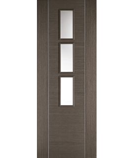 Alcaraz 3L Glazed Pre-Finished Chocolate Grey Door With Aluminium Inlay