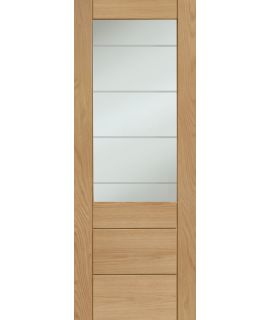 Palermo Essential Unfinished 2XG Internal Oak Door with Clear Etched Glass