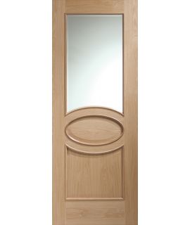 Calabria Internal Oak Door with Clear Bevelled Glass and Raised Mouldings - 1981 x 762 x 35mm (30")