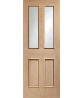 Malton With Raised Mouldings Internal Unfinished Oak Door with Clear Bevelled Glass 