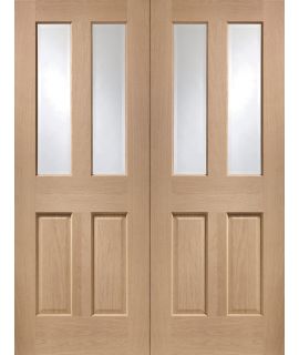 Malton Internal Unfinished Oak Rebated Door Pair with Clear Bevelled Glass