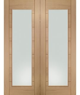 Palermo Internal Oak Rebated Unfinished Door Pair with Clear Glass