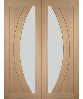 Salerno Internal Oak Unfinished Rebated Door Pair with Clear Glass