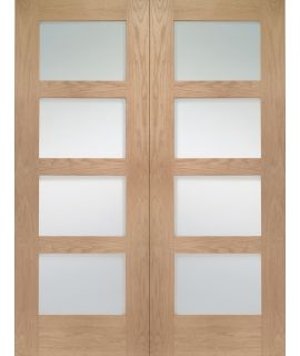 Shaker Internal Oak Rebated Unfinished Door Pair with Clear Glass