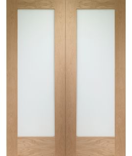 Suffolk Internal Oak Rebated Unfinished Door Pair with Clear Etched Glass