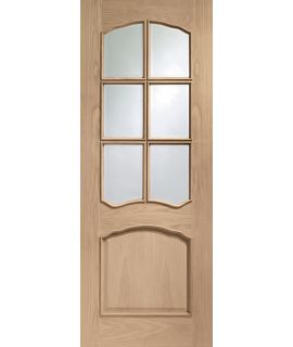 Riviera Internal Unfinished Oak Door With Raised Mouldings and Clear Bevelled Glass