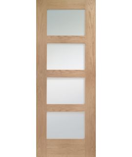 Shaker 4 Light Internal Oak Unfinished Door with Clear Glass
