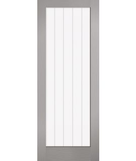 Textured Vertical 1L Pre-Finished Grey Composite Door