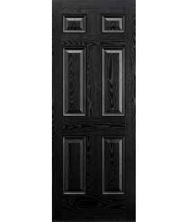 Colonial 6 Panel Pre-Finished Black Front Face With White Inside Face And Edges Door
