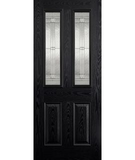 Malton 2L Glazed External Pre-Finished Black Front Face With White Inside Face And Edges Door