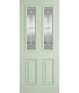 Malton 2L Glazed External Pre-Finished Light Green Front Face With White Inside Face And Edges Door