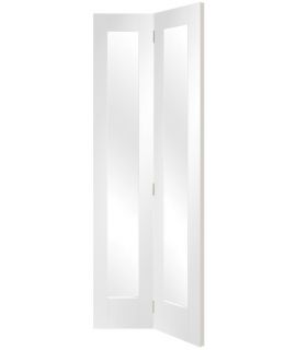 Pattern 10 Bi-fold Internal White Primed Door with Clear Glass 1981 x 686 x 35 mm