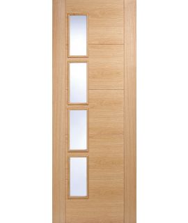 Oak Vancouver Pre-Finished 4 Offset Clear Panel Door