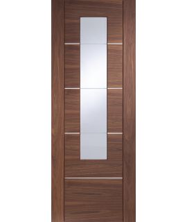 Portici Pre-Finished Internal Walnut Door Clear Etched Glass 