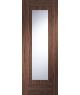 Varese Pre-Finished Internal Walnut Door with Clear Glass - 1981 x 762 x 35mm (30")