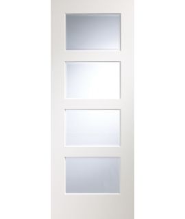 Severo Pre-Finished White Internal Door with Clear Bevelled Glass 