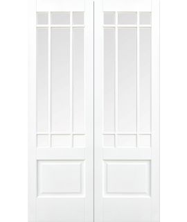 Downham 9L Glazed Primed White Pair of Doors