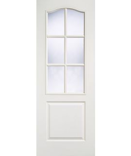 Classical 6L Clear Glazed Primed White Door